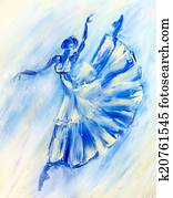 Oil painting on Canvas, Blue ballerina Oil painting on Canvas, Blue ballerina