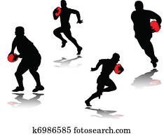 rugby player with shadow - vector rugby player with shadow - vector