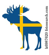 Swedish flag and moose Swedish flag and moose
