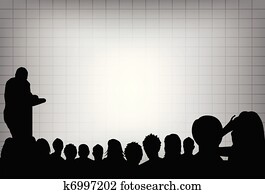 a person doing a presentation at a business conference or product marketing in front of crowd to audience. add your copy text on blank projection screen. a person doing a presentation at a business conference or product marketing in front of crowd to audience. add your copy text on blank projection screen.