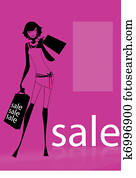 a, אישה צעירה, להביא, שקיות של קניות