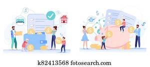 anti-crisis, familie, budget, einsparung, planung, satz