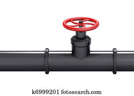 Black oil pipe with red valve Black oil pipe with red valve