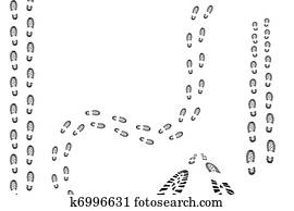 Black traces of feet Black traces of feet