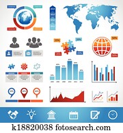 geschaefts, infographics, plan, entwerfen elemente