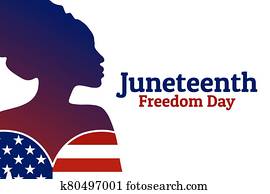 Juneteenth, June 19. Holiday concept. Template for background, banner, card, poster with text inscription. Vector EPS10 illustration.