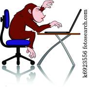 macaco, e, computador