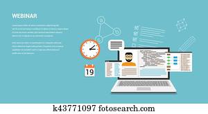 online, webinar, begriff, spruchbaender