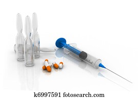 Pills, syringe and ampules Pills, syringe and ampules