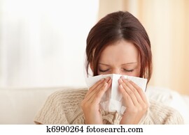 Sneezing cute woman Sneezing cute woman
