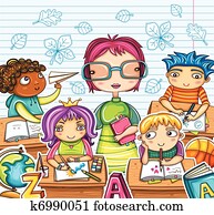 Teacher and cute children Teacher and cute children