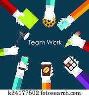 Team Work Flat Concept Vector Illustration Team Work Flat Concept Vector Illustration