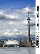 toronto, horizonte cidade, com, torre cn