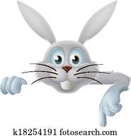 White Easter bunny pointing down White Easter bunny pointing down