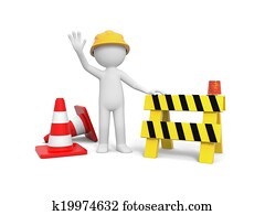 Worker with roadblock Worker with roadblock