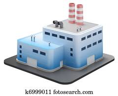 בנין תעשיתי, ב, white,, 3d, render