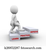 3d, איש, ב, למד, התאמן, השתפר, צעדים