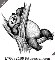 black and white engrave isolated panda vector illustration black and white engrave isolated panda vector illustration