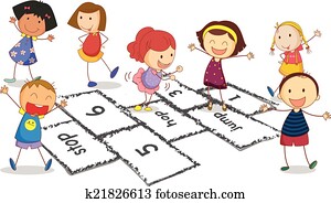 kindern, und, hopscotch kindern, und, hopscotch