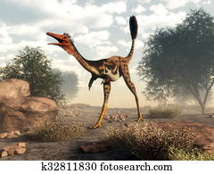 Mononykus dinosaur in the desert - 3D render Mononykus dinosaur in the desert - 3D render