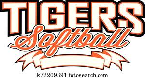 Tigers Softball Design With Banner Tigers Softball Design With Banner