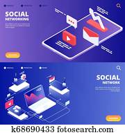 סוציאלי, רשת, ו, קשירת קשרים, וקטור, נחיתה, עמודים