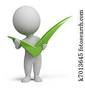3d, קטן, אנשים, להחזיק, a, חיובי, סמל