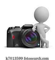 3d, קטן, אנשים, -, מצלמה דיגיטלית
