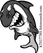 baleia assassino, mascote, caricatura