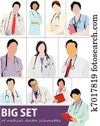  Big set of Medical doctor silhouet