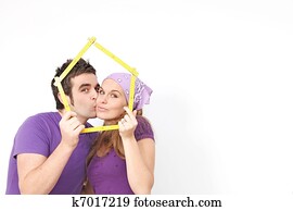 concept for couple buying or renting new home or house