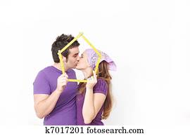 concept for happy couple buying or renting new or first home