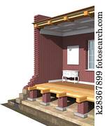 Cross section of brick house