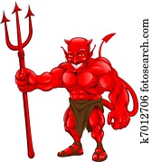 Devil standing with pitchfork Devil standing with pitchfork