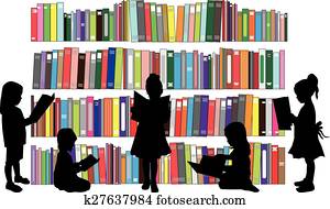 el, niñas, ser, lectura, un, book.