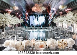 Elegant banquet hall for a wedding party Elegant banquet hall for a wedding party