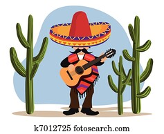 mexicano, com, guitarra