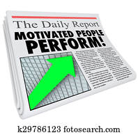 motivado, gente, actuar, título del periódico, productividad, eficiencia, rendimiento