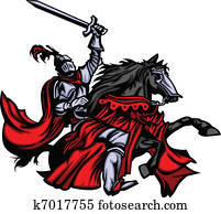 ritter, maskottchen, auf, pferd ritter, maskottchen, auf, pferd