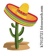 sombrero, ligado, cacto