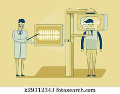 רופא שניים, להעשות, חולה, שיניים, x-r