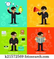Businessmen Icons in Variety Colored Backgrounds