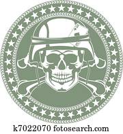 Emblem a skull in a military helmet Emblem a skull in a military helmet