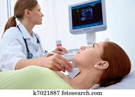 exploração, de, um, tiróide