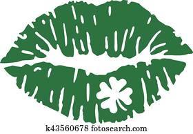 Green kiss with clover Green kiss with clover