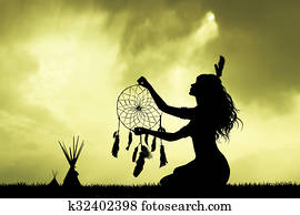 Indian girl with dreamcatcher Indian girl with dreamcatcher