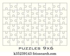 5x5 jigsaw puzzle template - irregular pieces Clipart | k4999540
