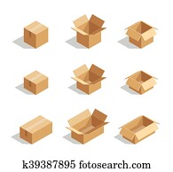 offenes, dosen, satz, 3d, isometrisch offenes, dosen, satz, 3d, isometrisch