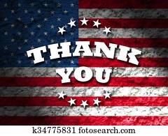 תודה כרטיס, עם, דגל אמריקאי