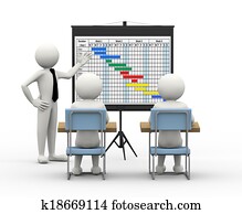 3d businessman presenting gantt cha 3d businessman presenting gantt cha